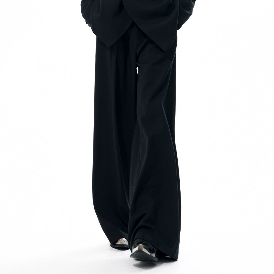 Detachable PU Leather Collar Wool Tailored Jacket & Straight Leg Pants Setup WN21772