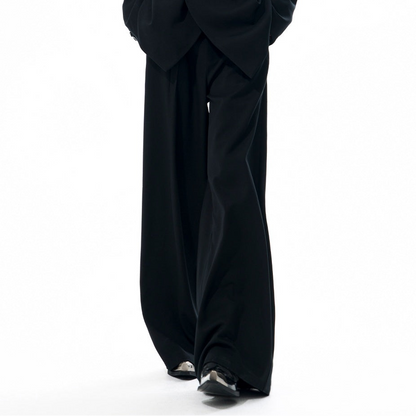 Detachable PU Leather Collar Wool Tailored Jacket & Straight Leg Pants Setup WN21772