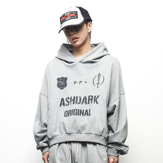 Letter Print Cropped Oversize Hoodie WN22968