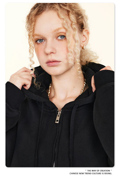 Cropped Sporty Zipper Hoodie & Sweat Jogger Pants & Straight-Leg Sweatpants Setup WN23116