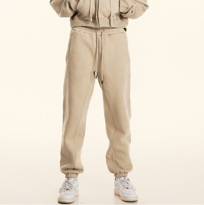 Cropped Sporty Zipper Hoodie & Sweat Jogger Pants & Straight-Leg Sweatpants Setup WN23116
