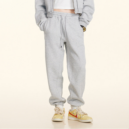 Cropped Sporty Zipper Hoodie & Sweat Jogger Pants & Straight-Leg Sweatpants Setup WN23116