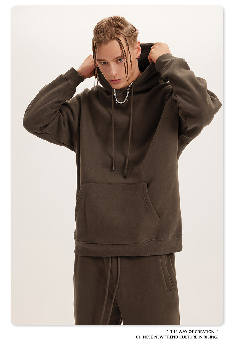 Fleece Lining Pullover Hoodie & Sweatpants Setup WN23117