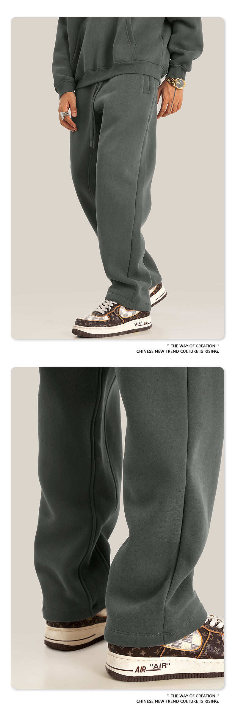 Fleece Lining Pullover Hoodie & Sweatpants Setup WN23117