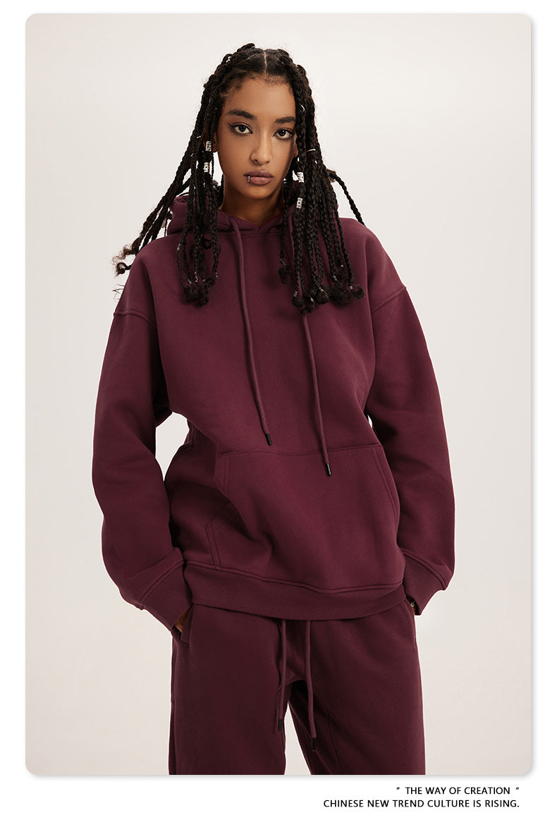 Fleece Lining Pullover Hoodie & Sweatpants Setup WN23117