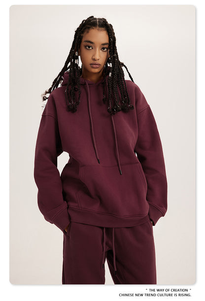 Fleece Lining Pullover Hoodie & Sweatpants Setup WN23117