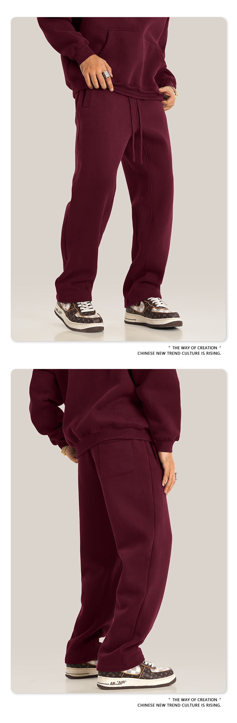 Fleece Lining Pullover Hoodie & Sweatpants Setup WN23117