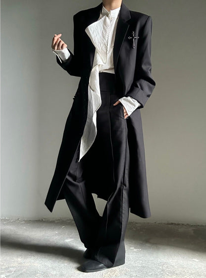 Structured Shoulder Long Coat WN23129