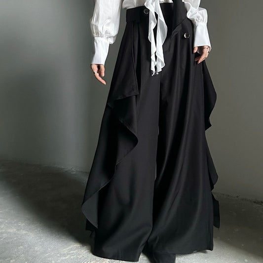 Layered Panel Drape Wide Leg Trousers WN23131