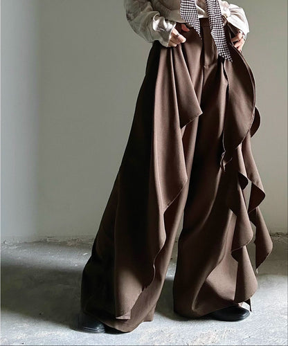 Layered Panel Drape Wide Leg Trousers WN23131