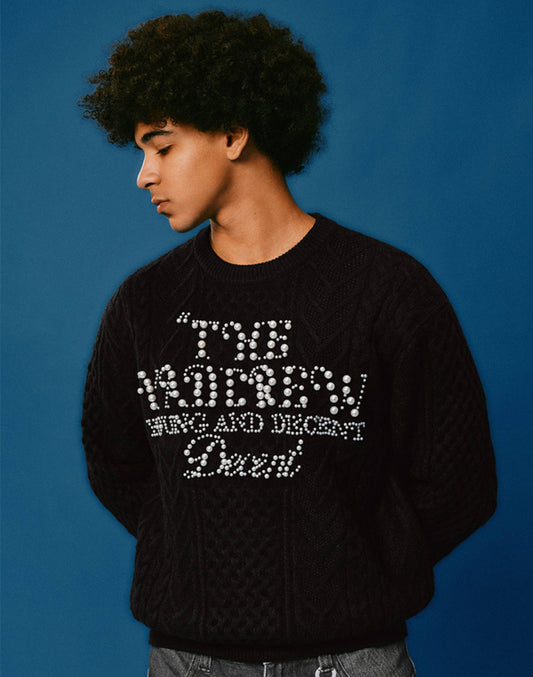 Pearl Letter Knit Sweater WN23227