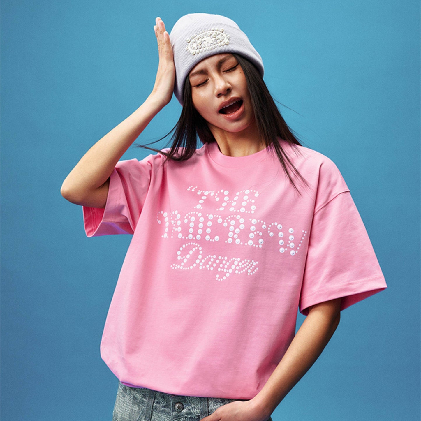 Rhinestone Letter Print Short Sleeve T-Shirt WN23245