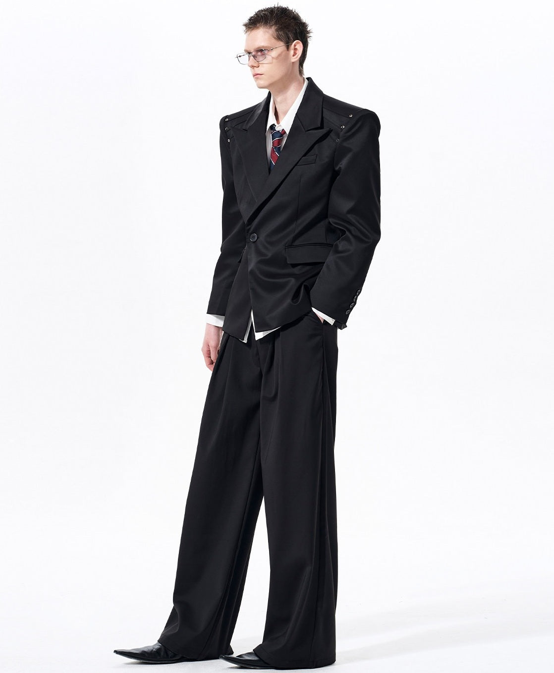 Oversize Waist-Cinched Tailored Jacket & Trousers Setup WN23272