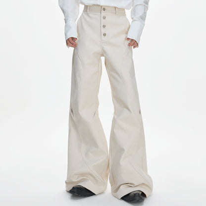 Double Pleats Flare Five-Button Draped Trousers WN23309