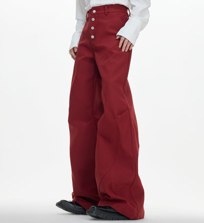 Double Pleats Flare Five-Button Draped Trousers WN23309