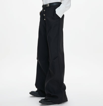 Double Pleats Flare Five-Button Draped Trousers WN23309