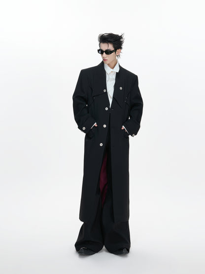 Waist-Cinched Slit Notch-Lapel Coat WN23312