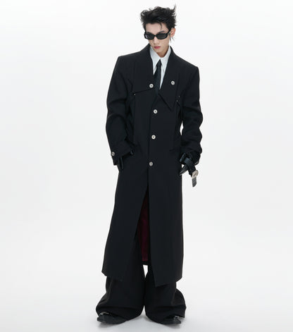 Waist-Cinched Slit Notch-Lapel Coat WN23312