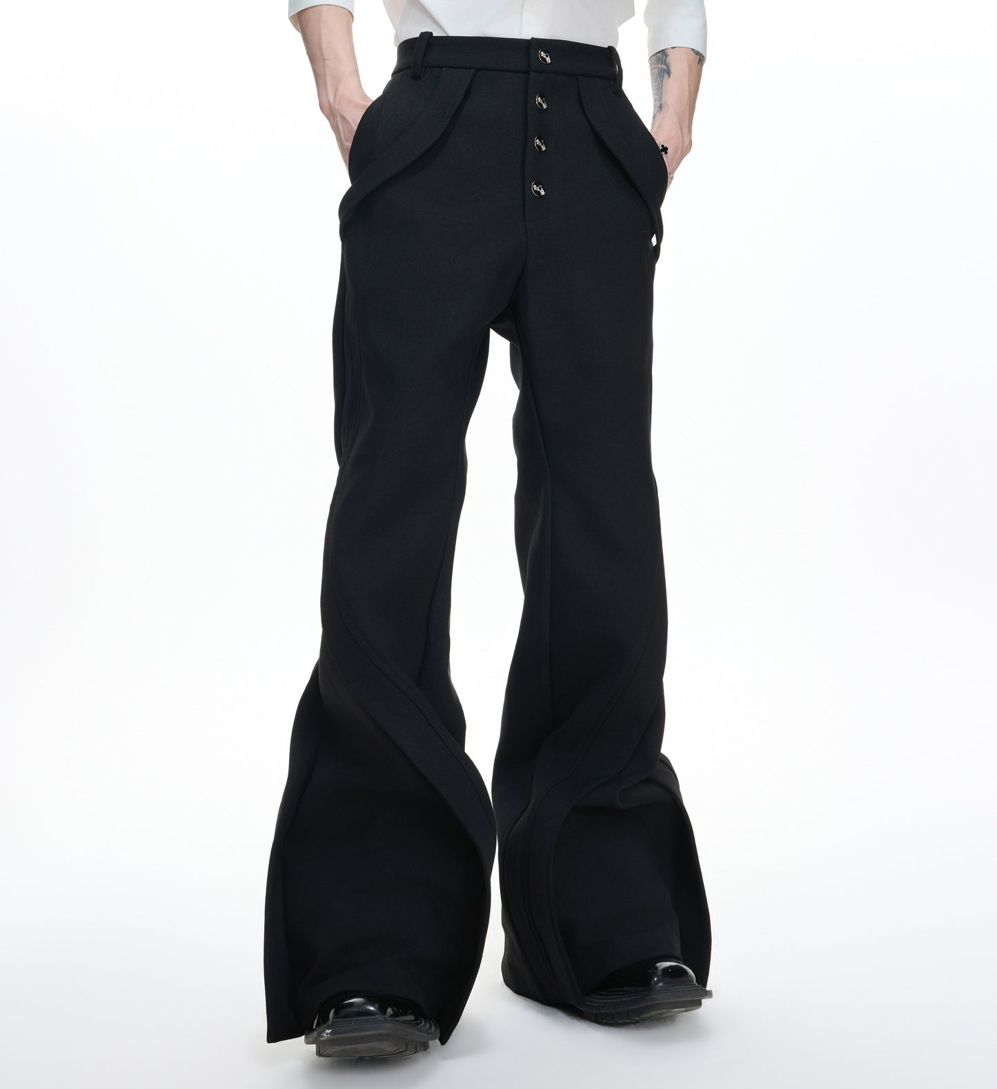 Deconstructed High-Waist Flare Trousers WN23319