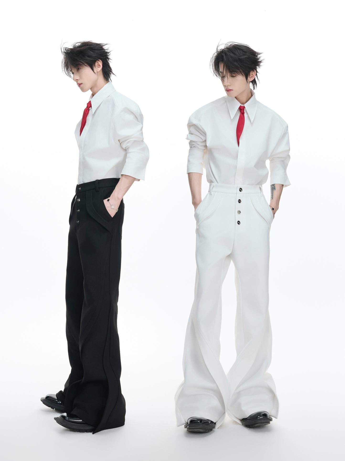 Deconstructed High-Waist Flare Trousers WN23319