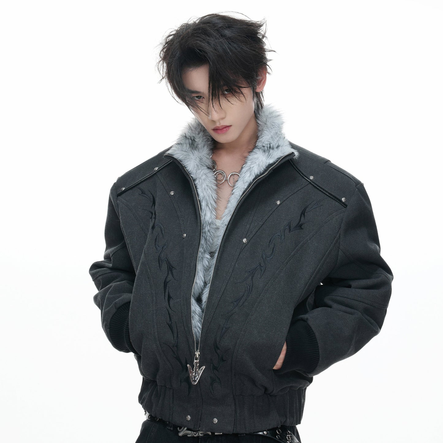 Heavyweight Washed Canvas Fleece Lining Short Jacket WN23321