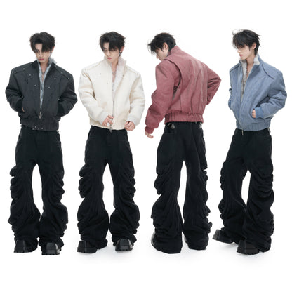 Heavyweight Washed Canvas Fleece Lining Short Jacket WN23321