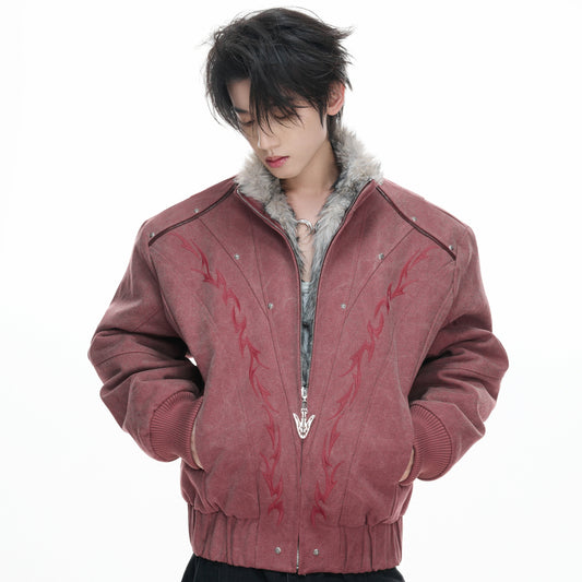 Heavyweight Washed Canvas Fleece Lining Short Jacket WN23321