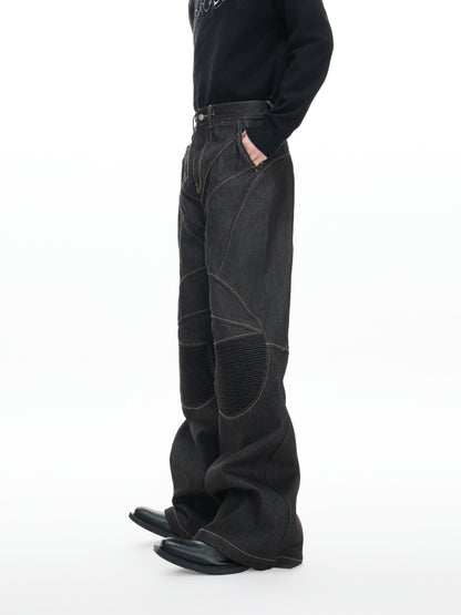 14.5oz Selvedge Knee Pleats Deconstructed Flare Denim Jeans WN23322