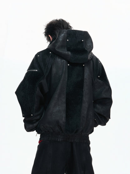 Matte Wax Coating Deconstructed Hooded Jacket WN23325