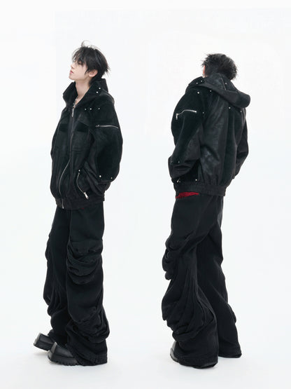 Matte Wax Coating Deconstructed Hooded Jacket WN23325