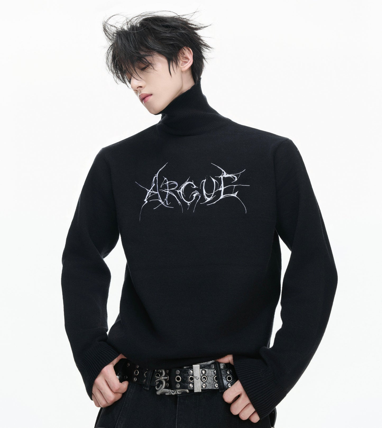 Modal Wool Semi-High-Neck Knit Sweater WN23326