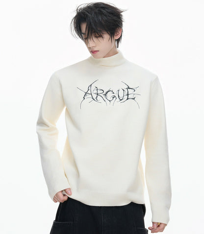 Modal Wool Semi-High-Neck Knit Sweater WN23326