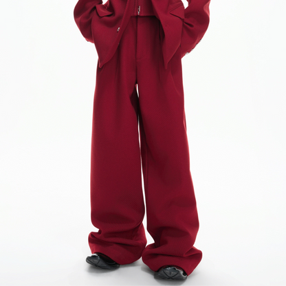 Layered Tailored Jacket & Drape Wide Leg Pants Setup WN23328