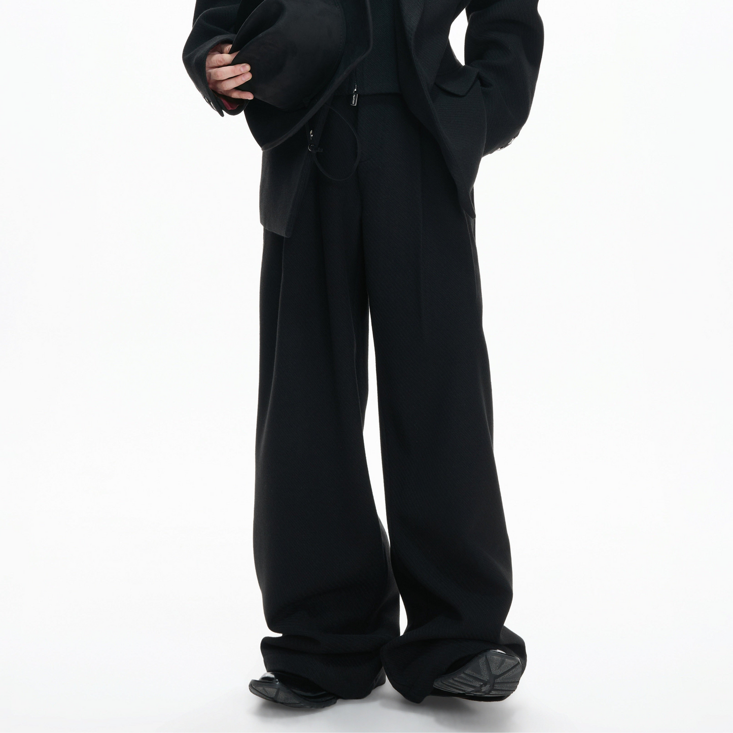 Layered Tailored Jacket & Drape Wide Leg Pants Setup WN23328