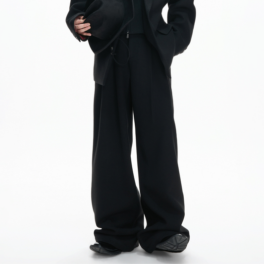 Layered Tailored Jacket & Drape Wide Leg Pants Setup WN23328