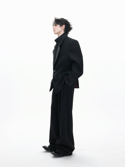 Layered Tailored Jacket & Drape Wide Leg Pants Setup WN23328