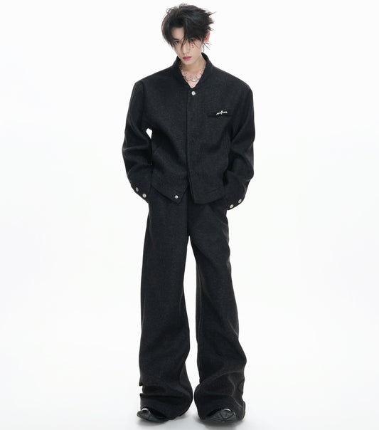 Thin Short Jacket & Curved Wide Pants Setup WN23329