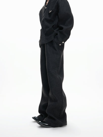 Thin Short Jacket & Curved Wide Pants Setup WN23329