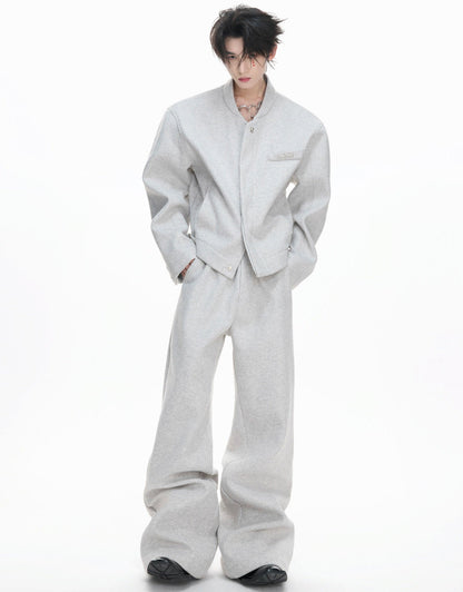 Thin Short Jacket & Curved Wide Pants Setup WN23329