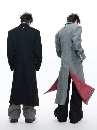 Heavyweight Double-Breasted Waist-Cinched Slit Coat WN23330