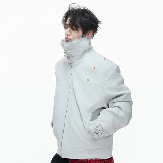 Original Snake Texture Padded Thick PU Leather Jacket WN23331