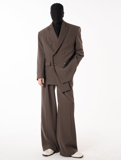 Double-Breasted Tailored Jacket & Wide Leg Trousers Setup WN23619