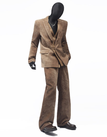 Suede Texture Tailored Jacket & Wide Leg Trousers Setup WN23711