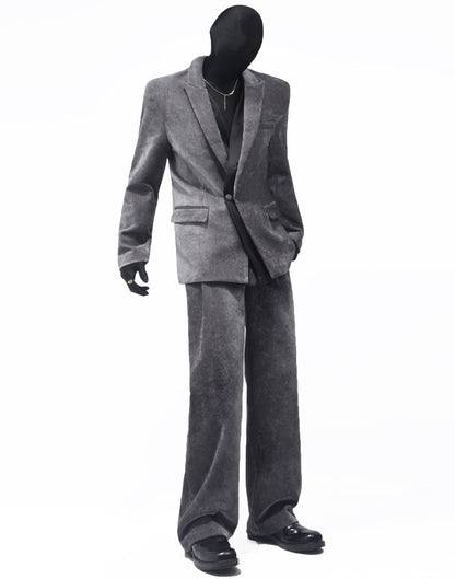 Suede Texture Tailored Jacket & Wide Leg Trousers Setup WN23711