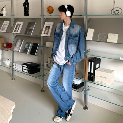 Washed Denim Jacket & Wide Leg Denim Jeans Setup WN24885