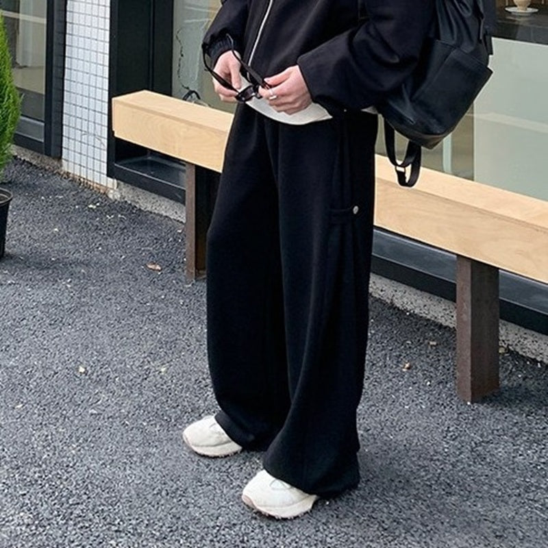 Standing-Collar Jacket & Wide Leg Pants Setup WN24967