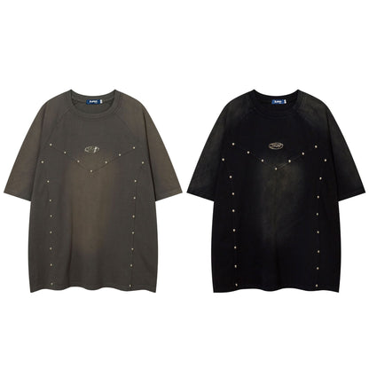 Heavyweight Washed Rivet Oversize Short Sleeve T-Shirt WN25722