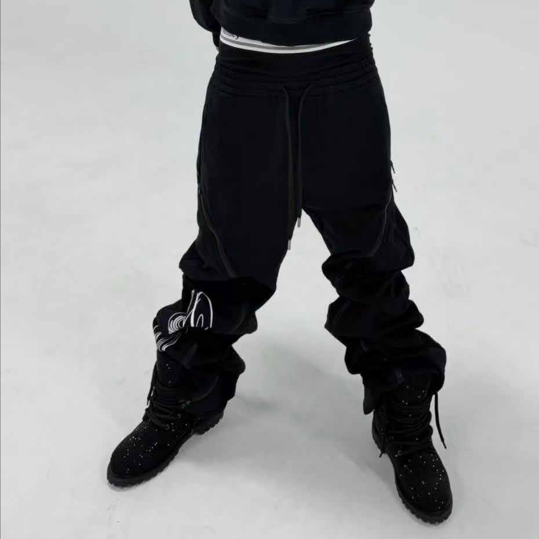Zipper Script Print Sweatpants WN27060