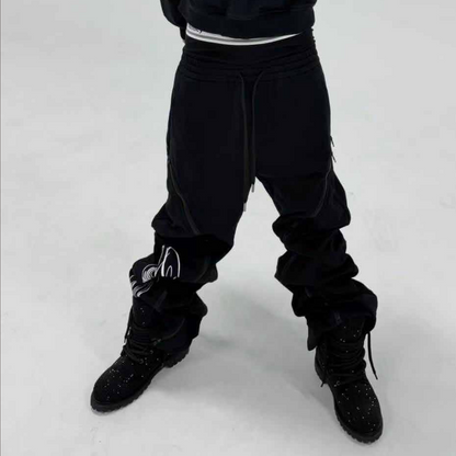 Zipper Script Print Sweatpants WN27060