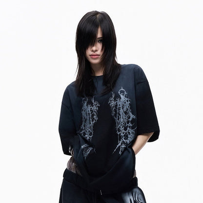 Washed Art Graphic Print Short Sleeve T-Shirt WN27256
